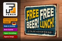 Holzschild Retro 30x20cm Free beer lunch