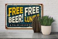 Holzschild Retro 30x20cm Free beer lunch