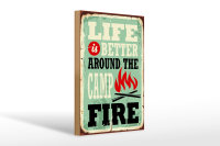 Holzschild Retro 20x30cm Camping campfire life is better