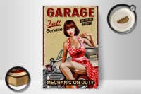 Holzschild Pinup 20x30cm Retro full Service mechanic Auto