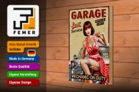 Holzschild Pinup 20x30cm Retro full Service mechanic Auto