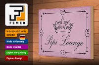 Holzschild Hinweis 30x20cm Pipi Lounge Toilette Krone rosa