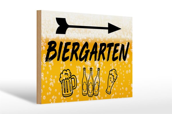 Holzschild 30x20cm Biergarten rechts Bier Schild