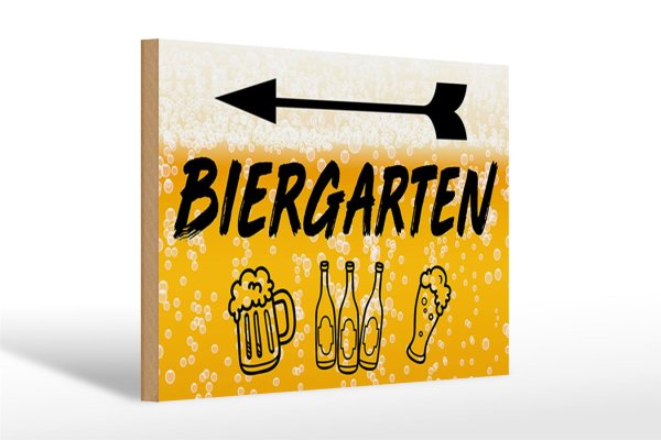 Holzschild 30x20cm Biergarten links Bier Schild