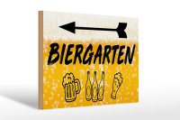 Holzschild 30x20cm Biergarten links Bier Schild