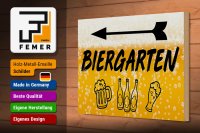 Holzschild 30x20cm Biergarten links Bier Schild