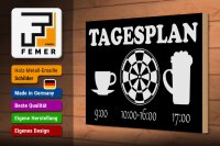 Holzschild Spruch 30x20cm Tagesplan Tasse Dart Bier