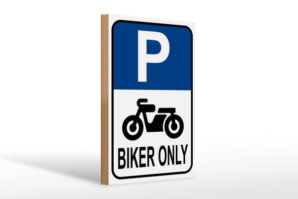 Holzschild Parken 20x30cm Biker only Motorrad