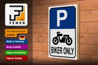 Holzschild Parken 20x30cm Biker only Motorrad