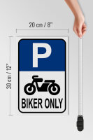 Holzschild Parken 20x30cm Biker only Motorrad