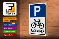 Holzschild Parken 20x30cm Parkplatz Radfahrer