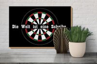 Holzschild Spruch 30x20cm Dart die Welt ist eine Scheibe