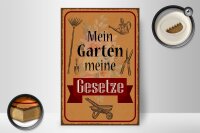 Holzschild Spruch 20x30cm mein Garten meine Gesetze