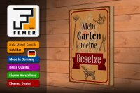 Holzschild Spruch 20x30cm mein Garten meine Gesetze