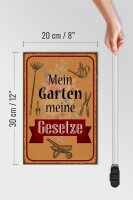 Holzschild Spruch 20x30cm mein Garten meine Gesetze