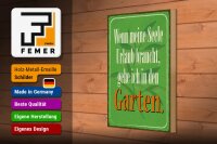 Holzschild Spruch 20x30cm Seele braucht Urlaub gehe Garten