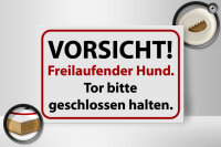 Holzschild Hinweis 30x20cm Vorsicht Freilaufender Hund