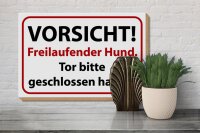 Holzschild Hinweis 30x20cm Vorsicht Freilaufender Hund
