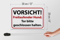 Holzschild Hinweis 30x20cm Vorsicht Freilaufender Hund
