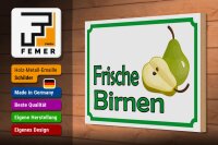 Holzschild Hinweis 30x20cm frische Birnen Hofladen