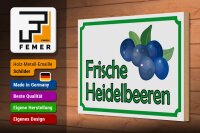 Holzschild Hinweis 30x20cm frische Heidelbeeren Hofladen
