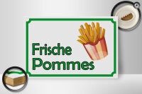 Holzschild Hinweis 30x20cm frische Pommes Restaurant