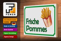 Holzschild Hinweis 30x20cm frische Pommes Restaurant