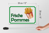 Holzschild Hinweis 30x20cm frische Pommes Restaurant