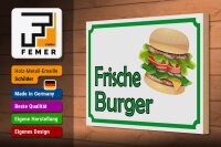 Holzschild Hinweis 30x20cm frische Burger Restaurant