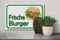 Holzschild Hinweis 30x20cm frische Burger Restaurant