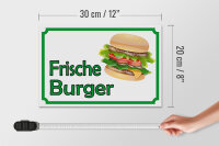 Holzschild Hinweis 30x20cm frische Burger Restaurant