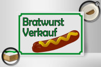Holzschild Hinweis 30x20cm Bratwurst Verkauf Restaurant