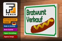 Holzschild Hinweis 30x20cm Bratwurst Verkauf Restaurant