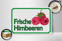Holzschild Hinweis 30x20cm frische Himbeeren Hofladen