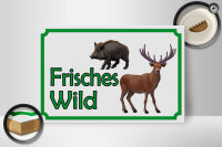Holzschild Hinweis 30x20cm frisches Wild Wildfleisch