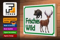 Holzschild Hinweis 30x20cm frisches Wild Wildfleisch