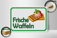 Holzschild Hinweis 30x20cm frische Waffeln Verkauf