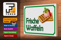 Holzschild Hinweis 30x20cm frische Waffeln Verkauf