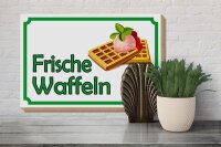 Holzschild Hinweis 30x20cm frische Waffeln Verkauf