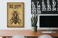 Holzschild Hinweis 20x30cm Bee happy  Biene Honig Imkerei