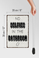 Holzschild Hinweis 20x30cm No Selfies in the Bathroom