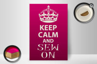Holzschild Spruch 20x30cm Keep Calm and sew on