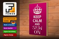Holzschild Spruch 20x30cm Keep Calm and sew on