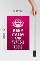 Holzschild Spruch 20x30cm Keep Calm and sew on