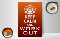 Holzschild Spruch 20x30cm Keep Calm and work out