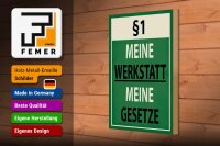 Holzschild Spruch 20x30cm §1 meine Werkstatt meine Gesetze