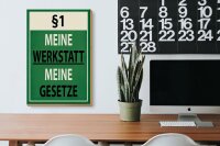 Holzschild Spruch 20x30cm §1 meine Werkstatt meine Gesetze