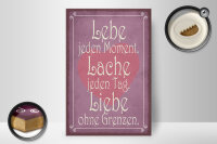 Holzschild Spruch 20x30cm Lebe jeden Moment Lache Liebe