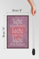 Holzschild Spruch 20x30cm Lebe jeden Moment Lache Liebe