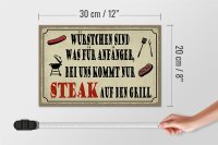 Holzschild Spruch 30x20cm bei uns kommt Steak auf Grill